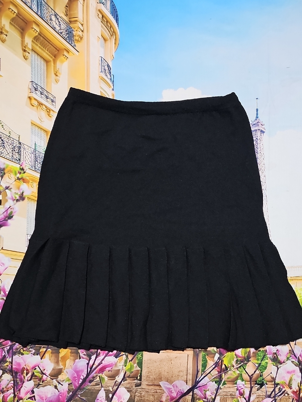 Helen HSU N.Y Black Pleated Vintage Skirt Size Large